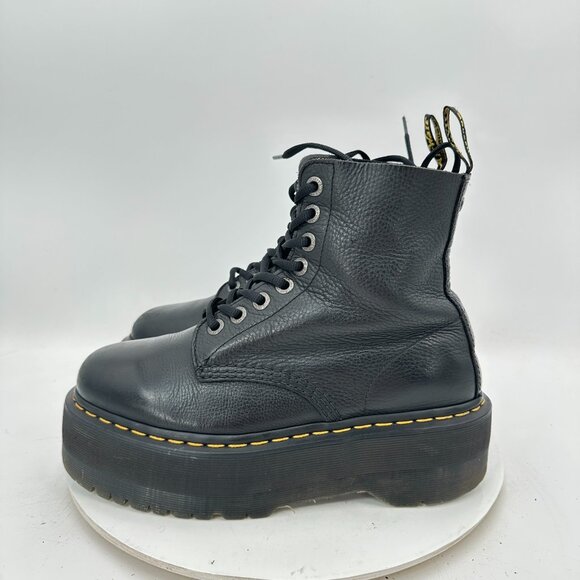 Dr. Martens 1460 Pascal Women Size 9 Black Leather 8 Eye Platform Combat Boot - Picture 1 of 11